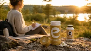 Functional mushroom capsules with natural wellness ingredients