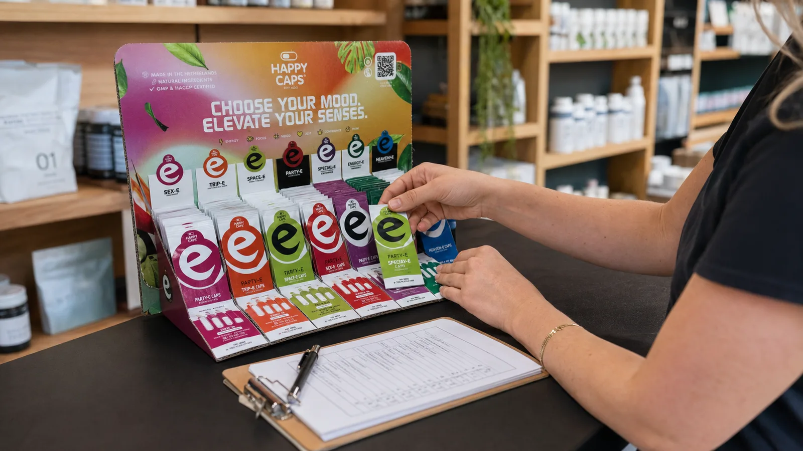 Retailer rotating Happy Caps supplement stock and reviewing inventory